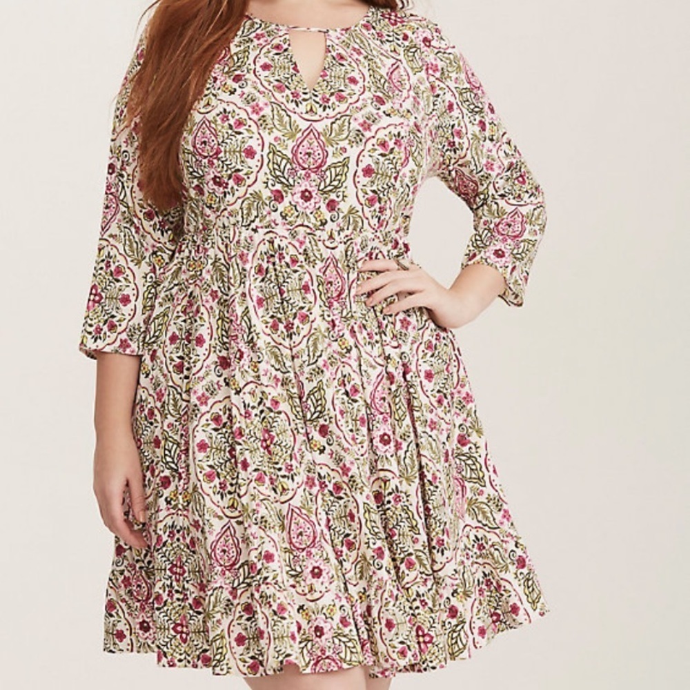 Torrid Ivory Floral Babydoll Dress
